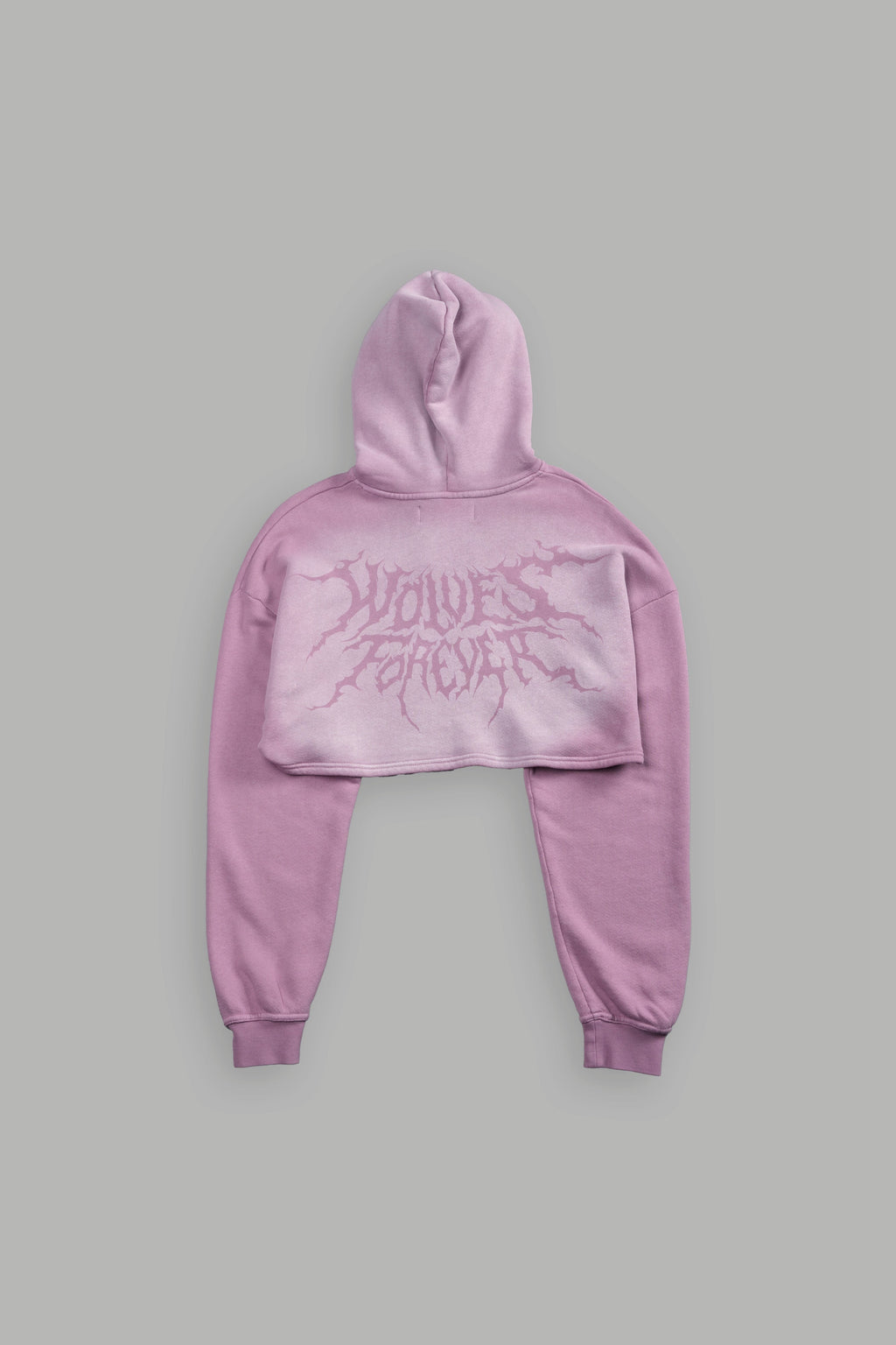 Forged From Iron "Willow" Cropped Hoodie in Pink Smoke Spine Sun Fade — imagem 2