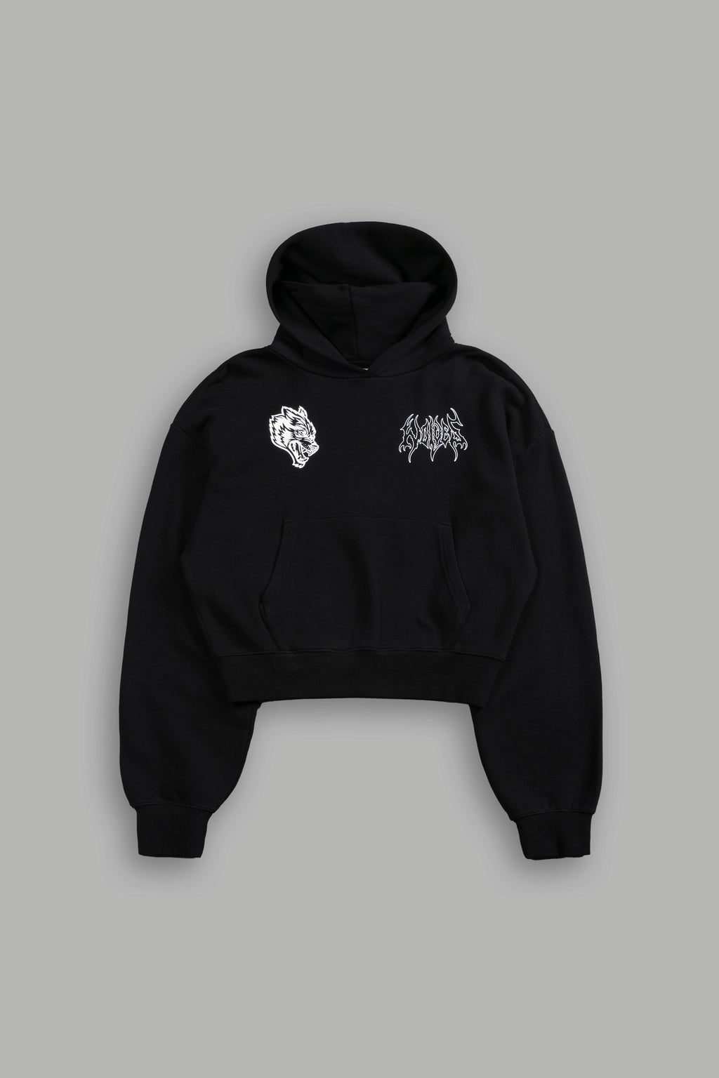 Wolf Hesh Owen Cropped Hoodie in Black