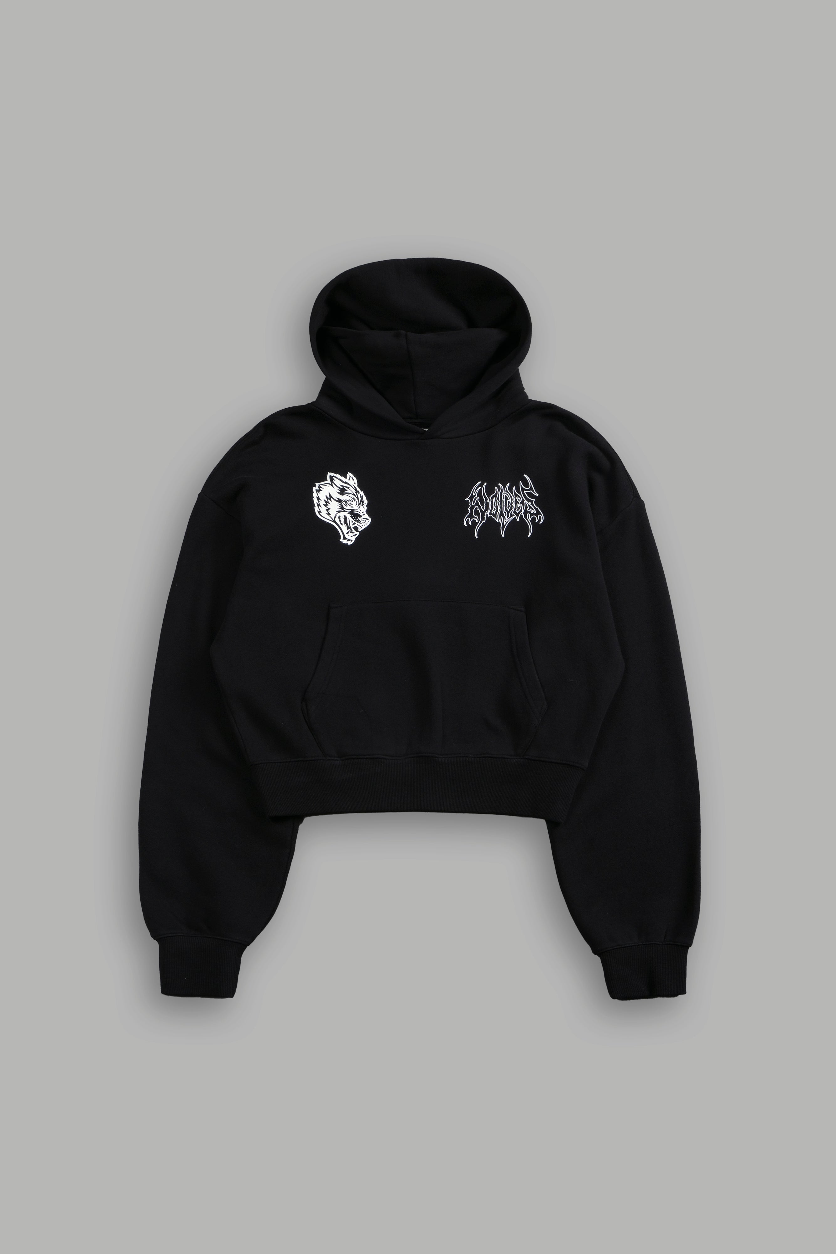 Wolf Hesh Owen Cropped Hoodie in Black