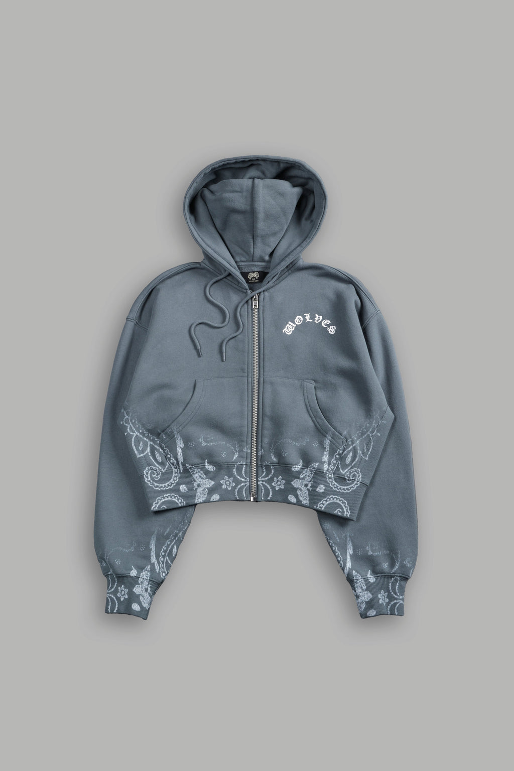 Faded Paisley "Sage" Cropped Zip Hoodie in Greek Stone — imagem 5