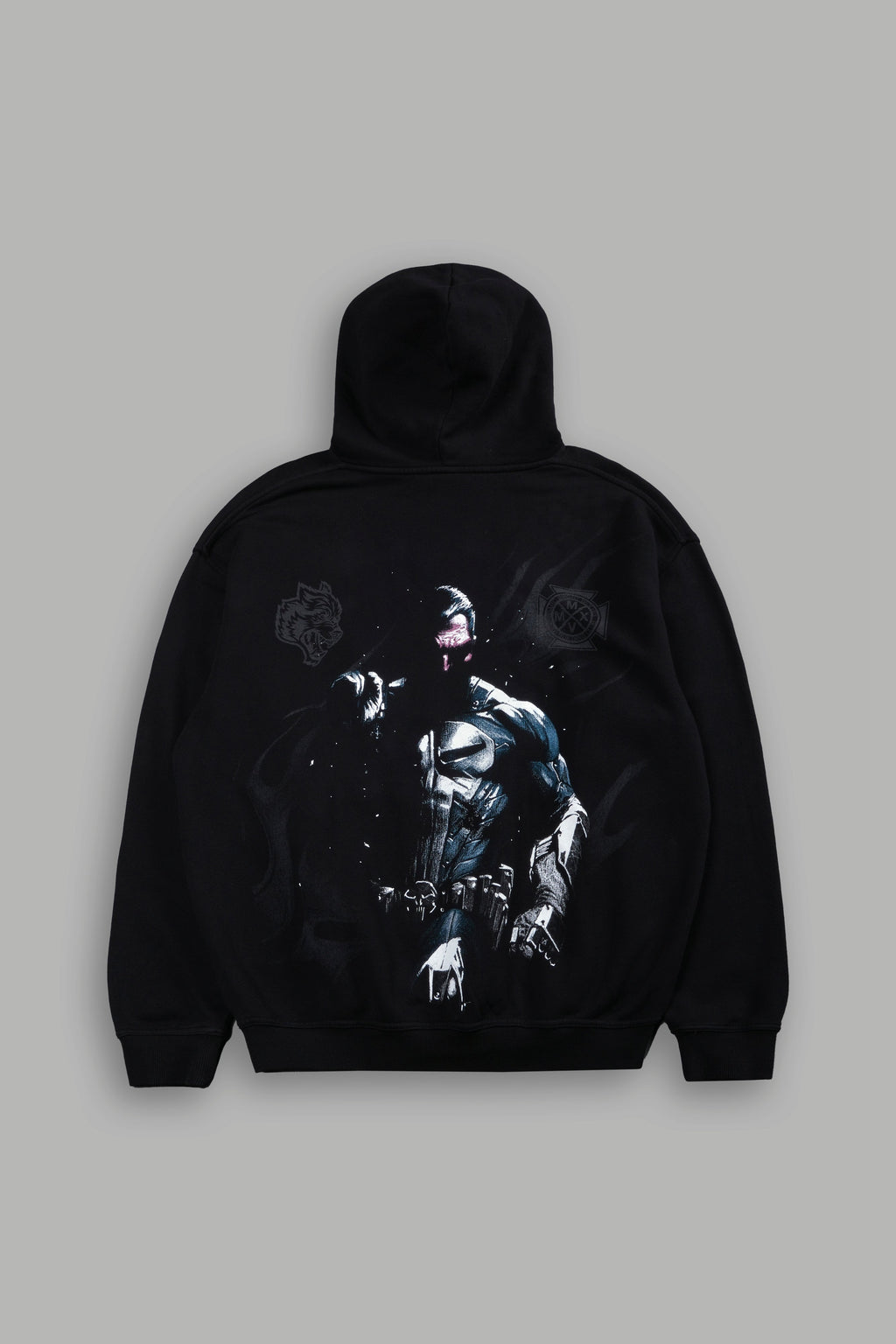Punisher "Box Cut" Pierce Hoodie in Black