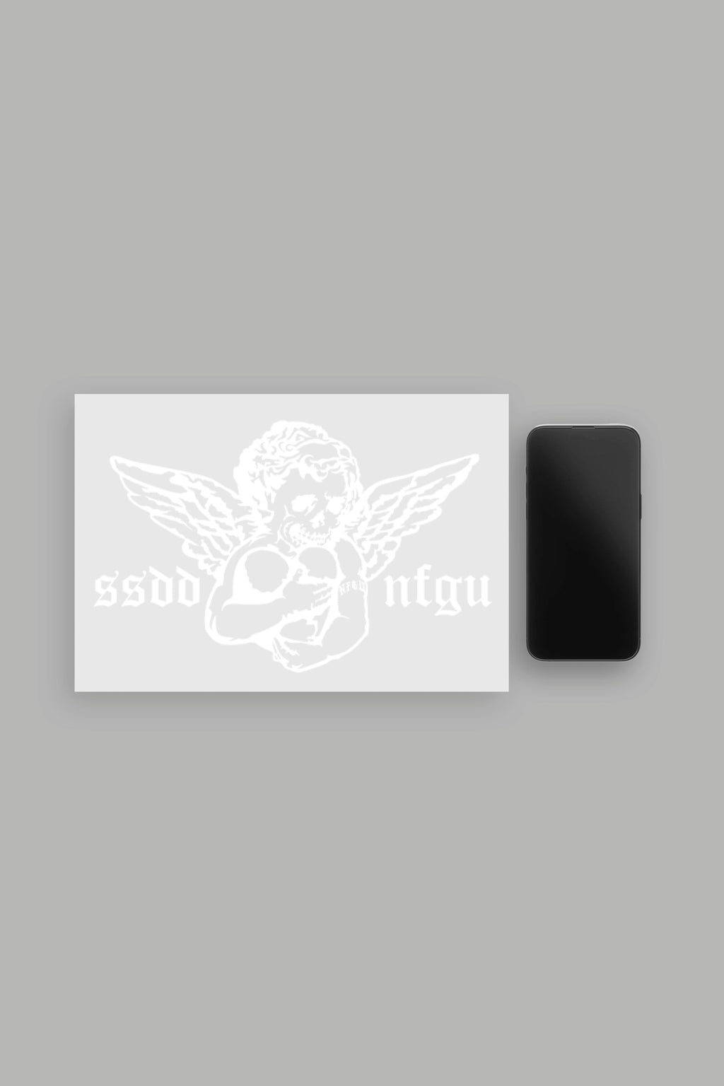 Shielded Heart Large Sticker in White — imagem 2