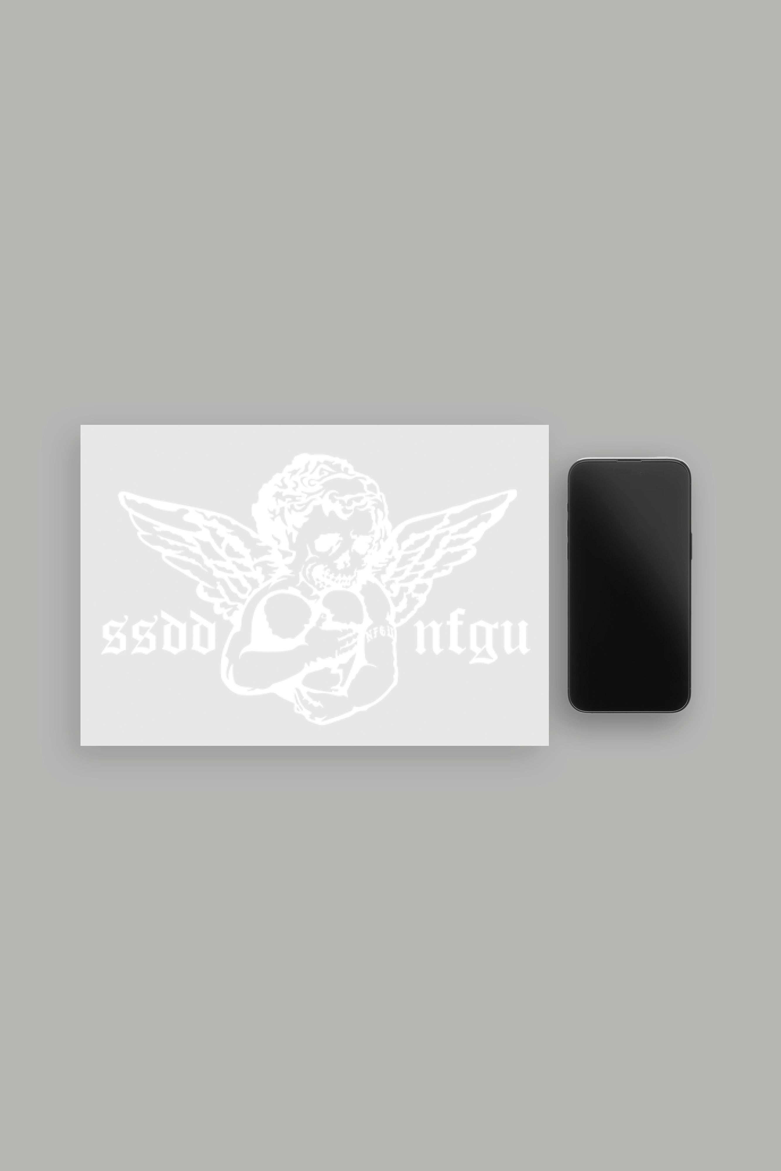 Shielded Heart Large Sticker in White — imagem 2