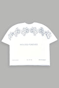 Wolves Have Your Back Distressed Grunge Mid Length Raw Hem Tee In White - imagem 1