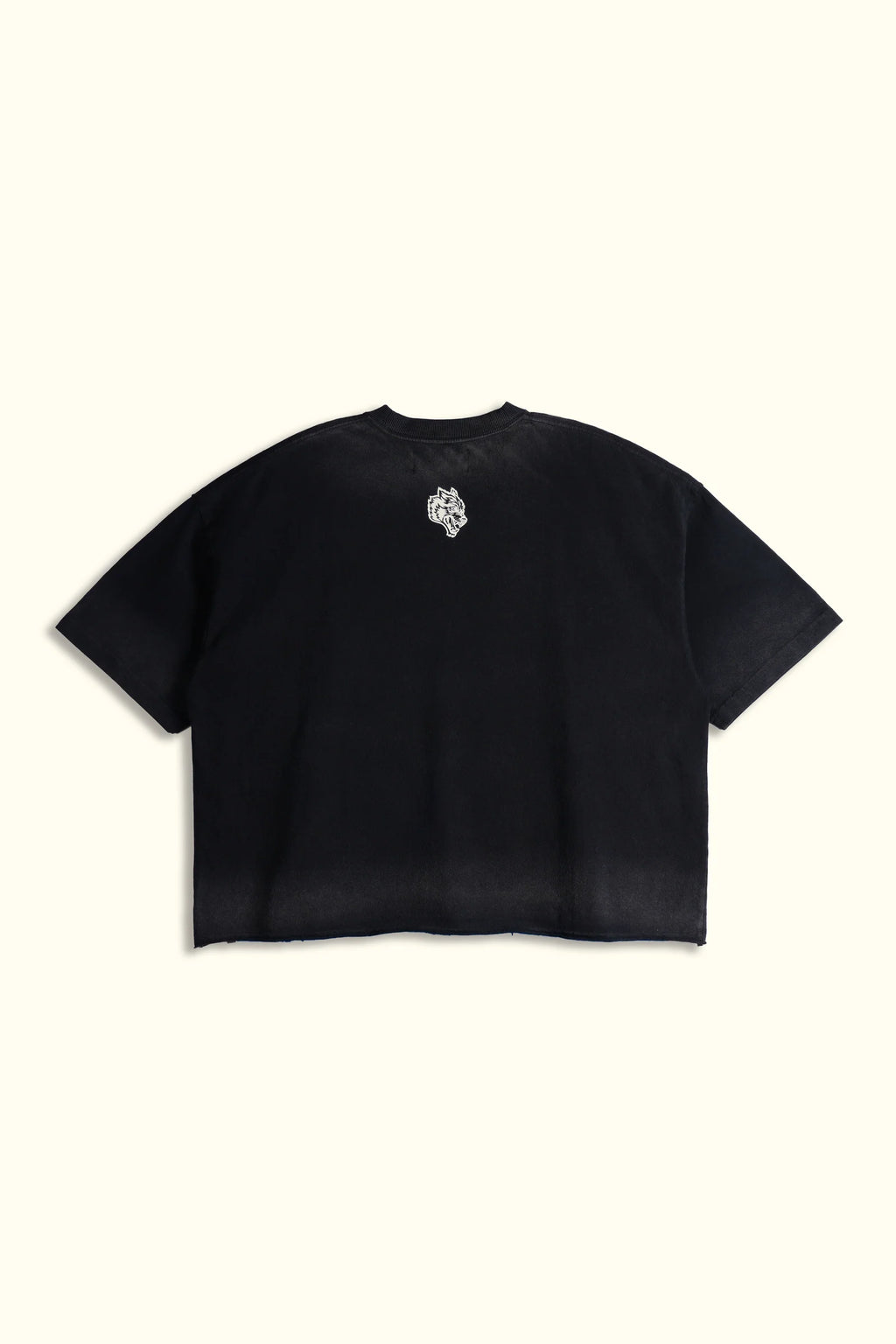 OHANA WOLVES CLUB GRUNGE RAW HEM MID LENGTH TEE IN BLACK DRIFT WASH