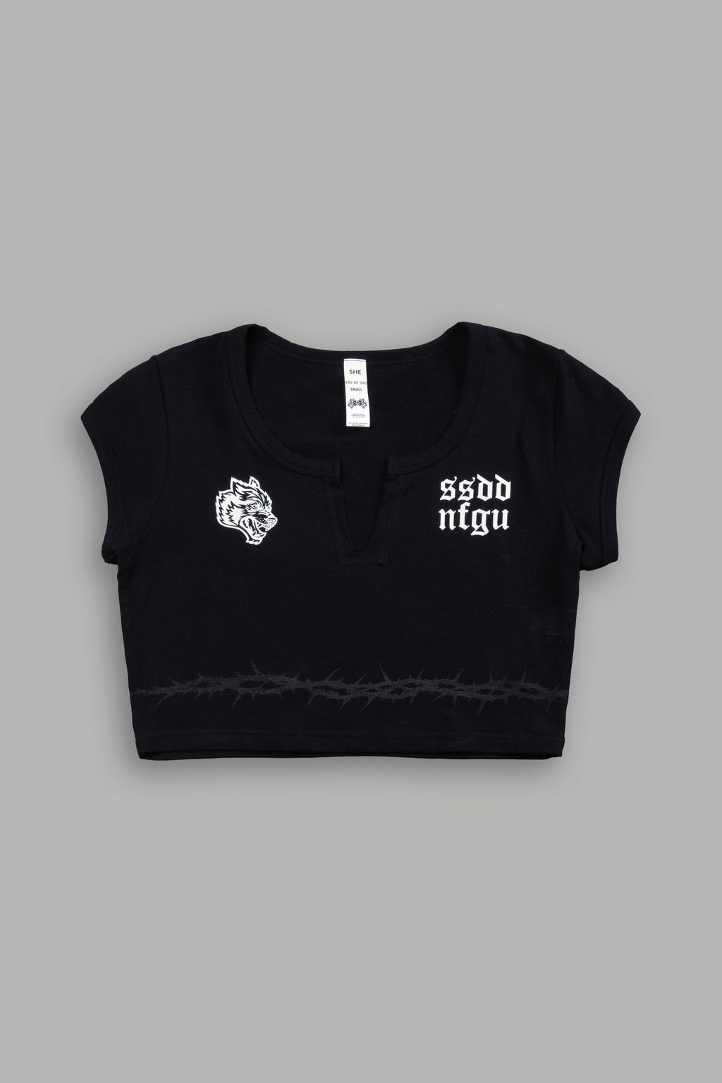 SSDDNFGU Thorns "Josie" Crop Baby Tee in Black — imagem 6