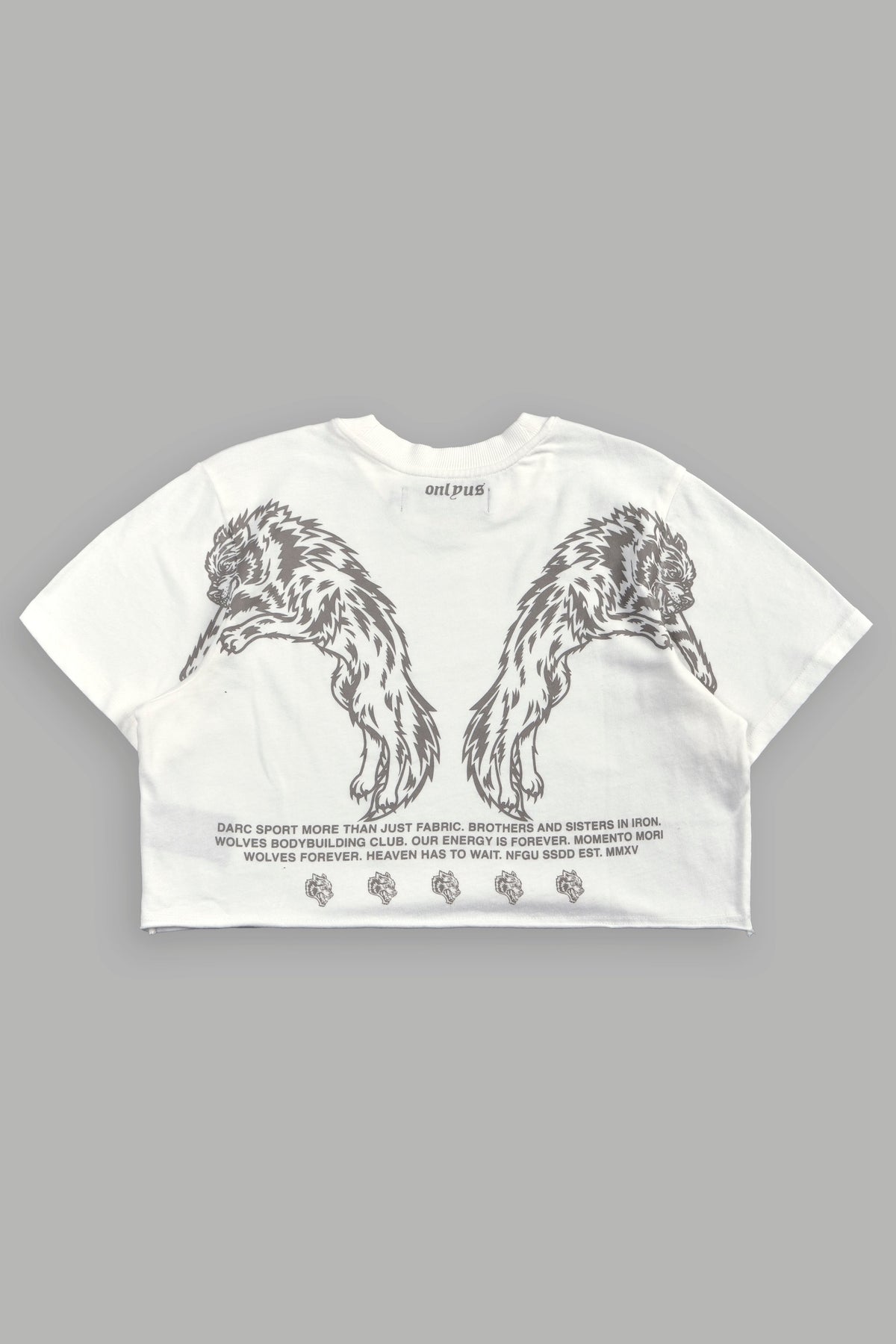 Onlyus Wolves Premium Cropped Tee In Cream - imagem 9