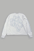 Big Wolf Head Grunge Mid Length Raw Hem Ls Tee In Light Athletic Gray - imagem 1