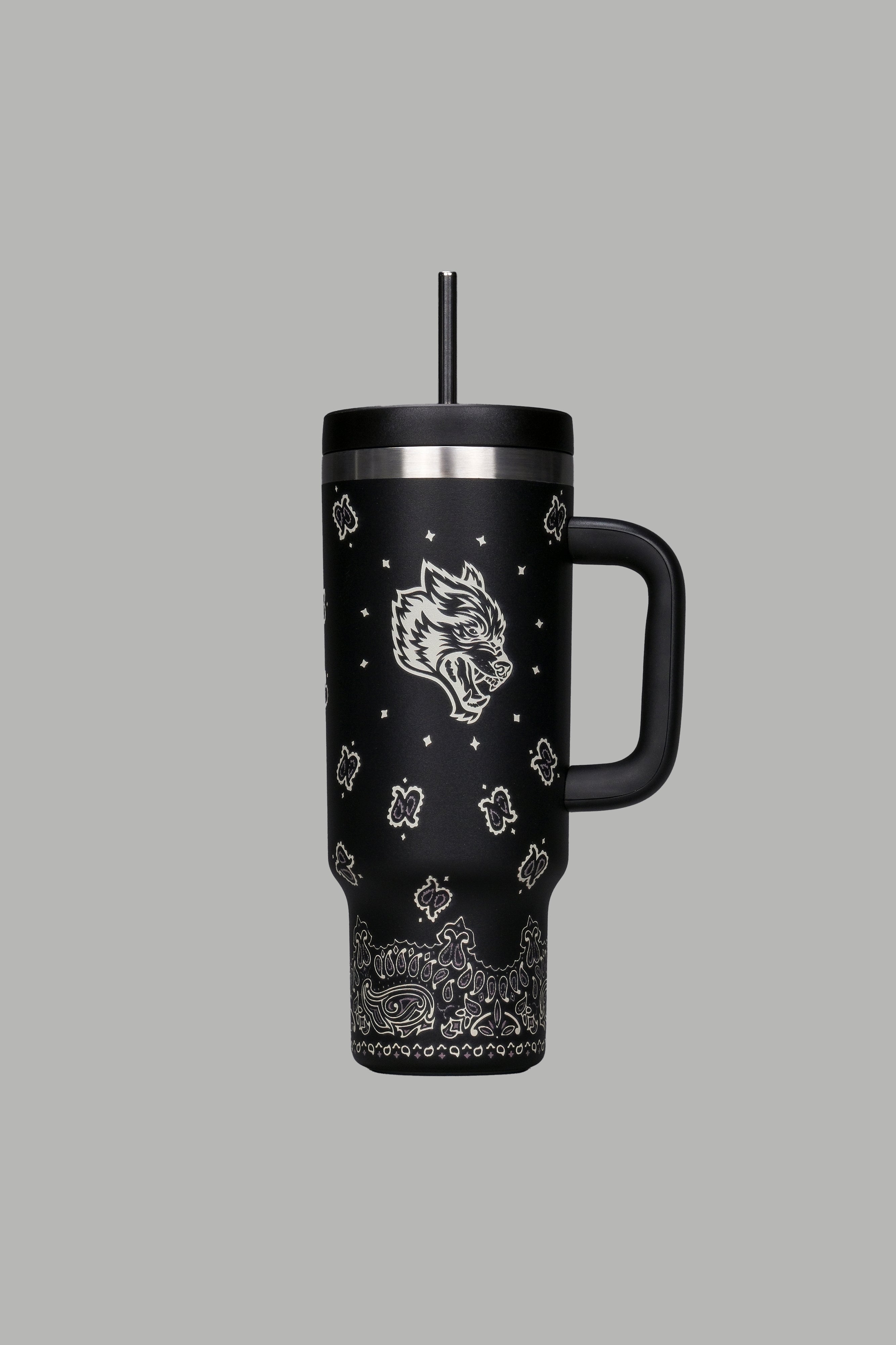 Western Wolf Travel Tumbler in Black — imagem 3