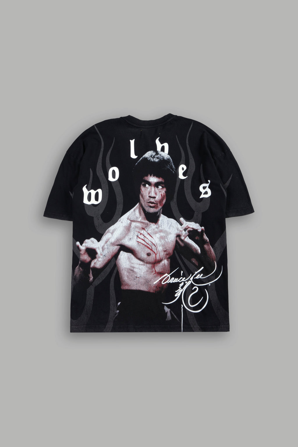 Bruce Lee Flame Premium Oversized Tee in Black — imagem 1