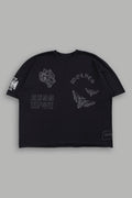 Flash Core Grunge Mid Length Raw Hem Tee In Black - imagem 1