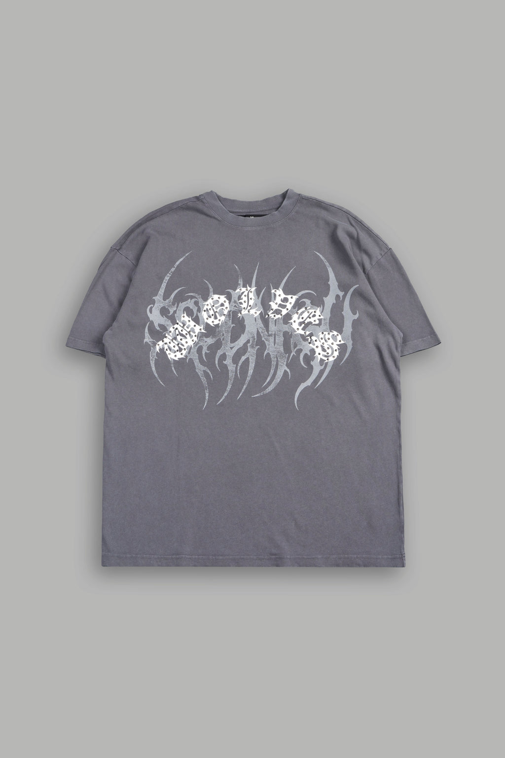 Studded Mantra Premium Oversized Tee In Slate Gray