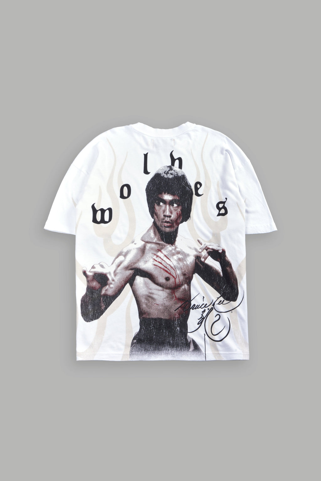 Bruce Lee Flame Premium Oversized Tee in White — imagem 1