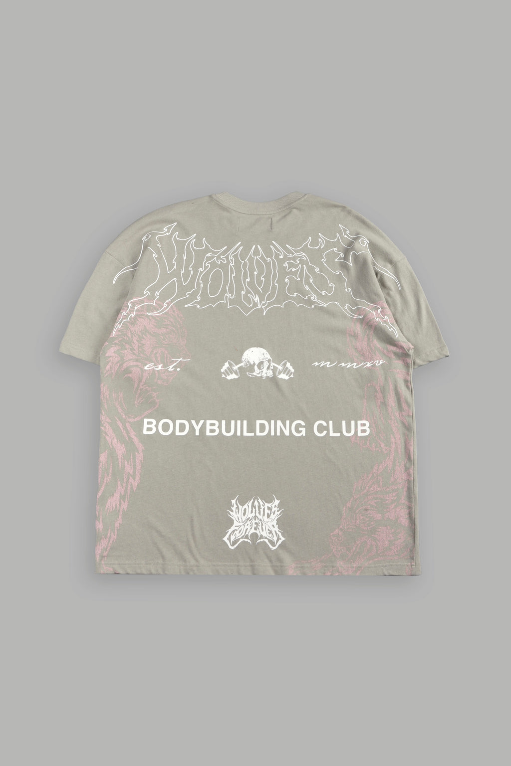 Wolves Bodybuilding Club Premium Tee In Cactus Gray - imagem 1