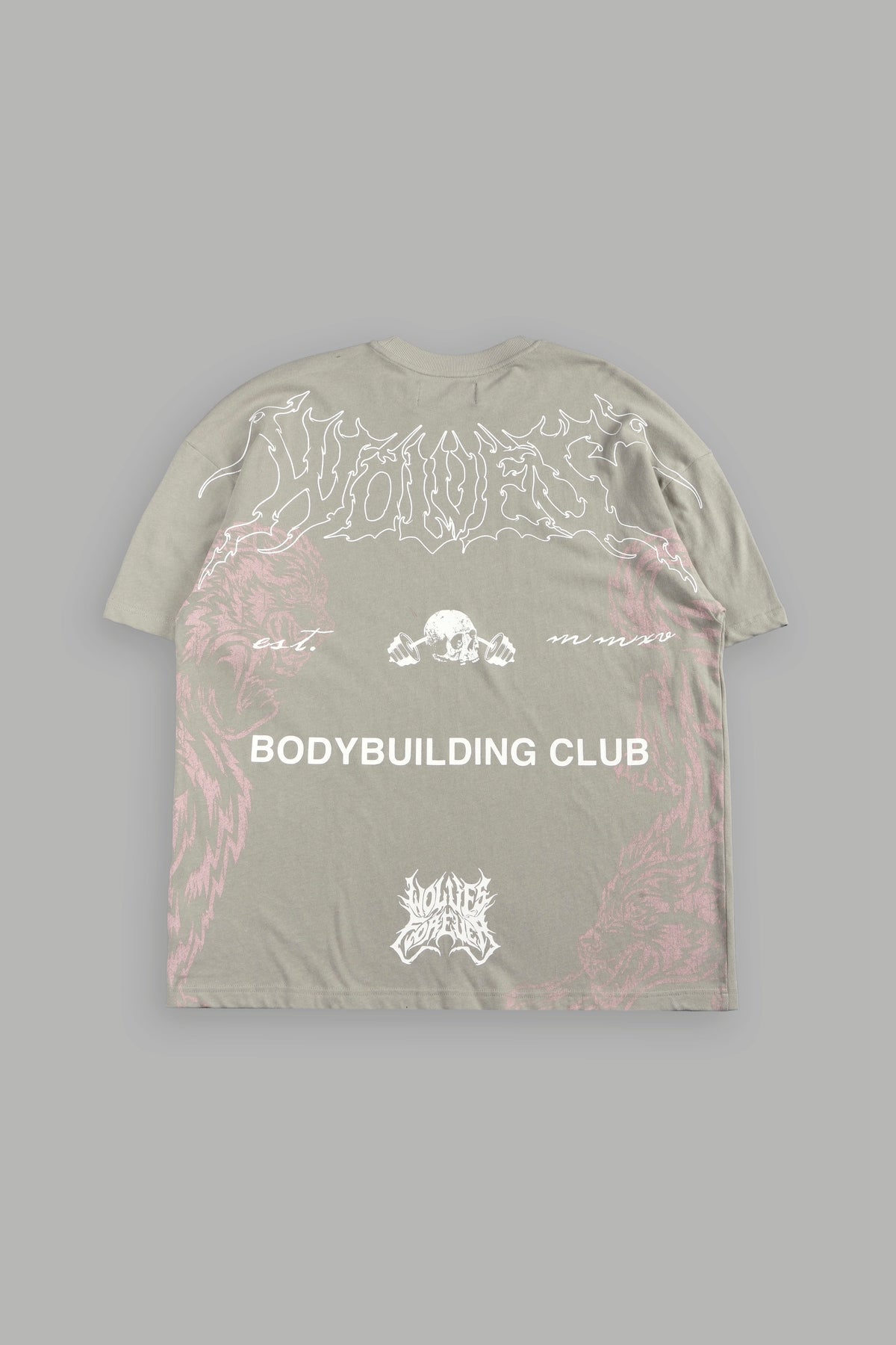 Wolves Bodybuilding Club Premium Tee In Cactus Gray - imagem 1