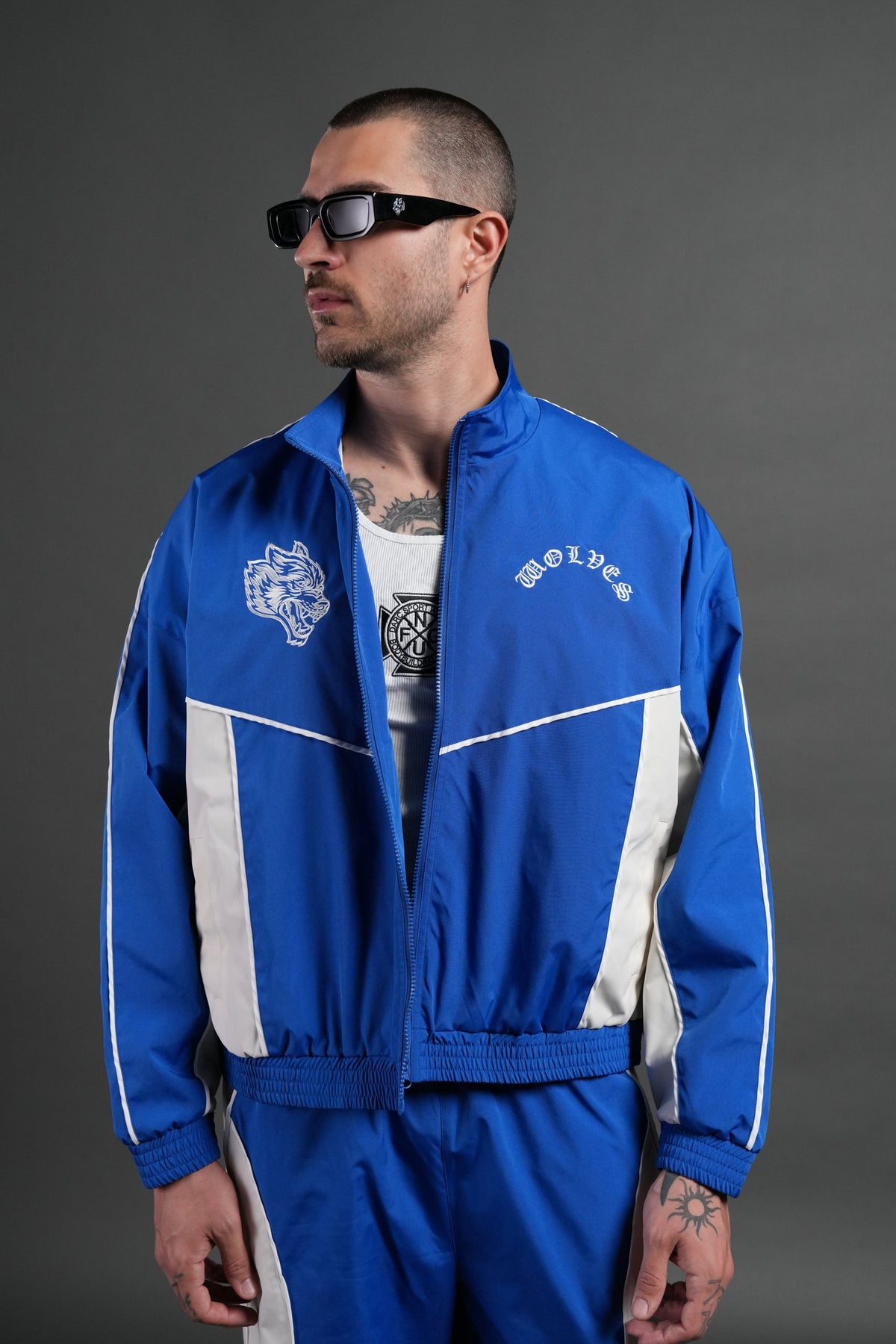 Wolf Chopper Quinn Track Jacket in Darc Cobalt/Cream - imagem 4