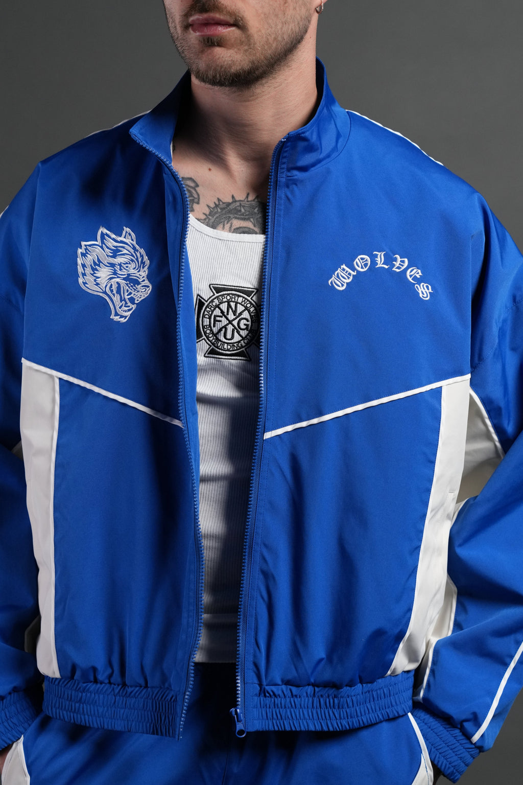 Wolf Chopper Quinn Track Jacket in Darc Cobalt/Cream - imagem 7