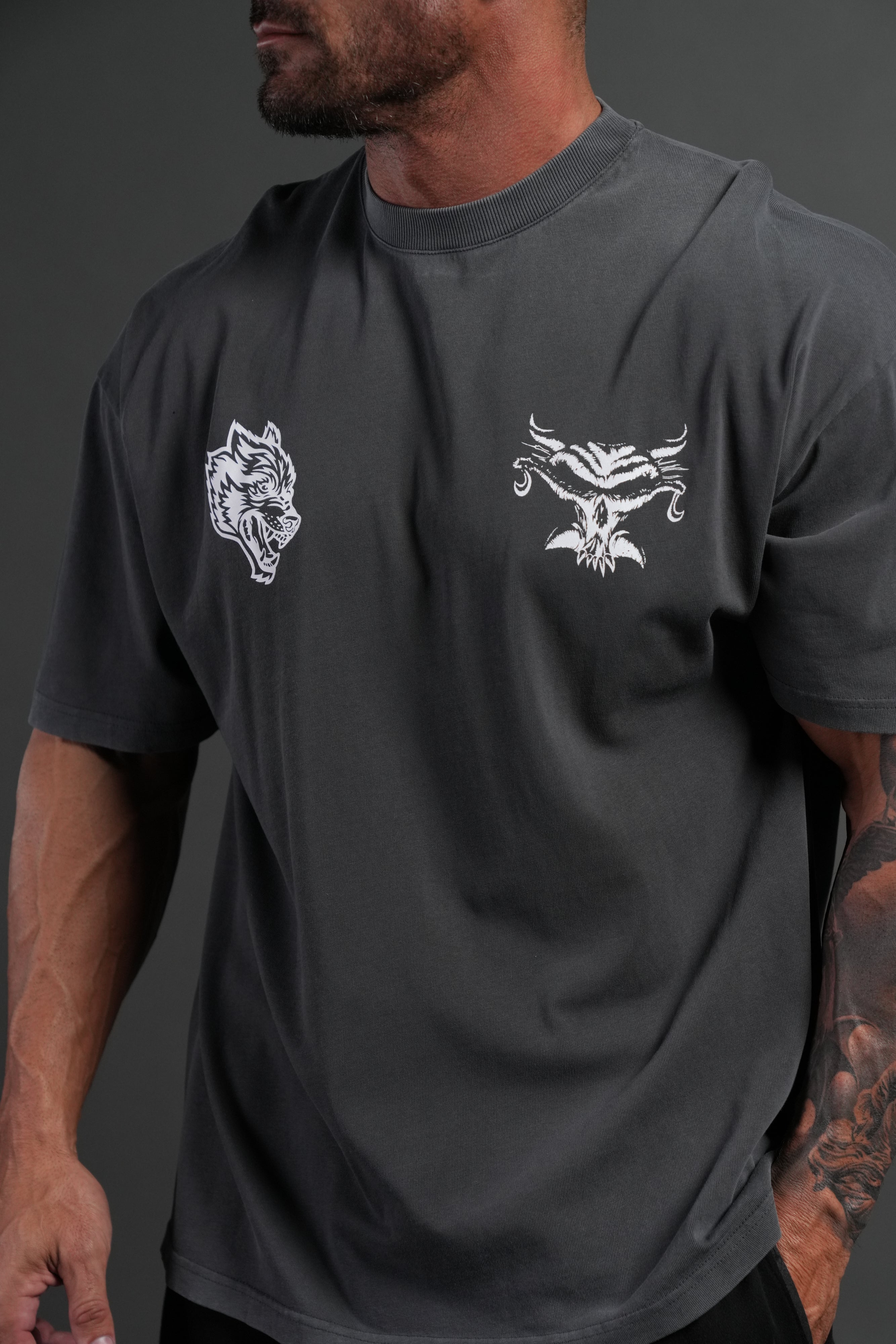 Feed the Beast Premium Oversized Tee in Wolf Gray — imagem 5