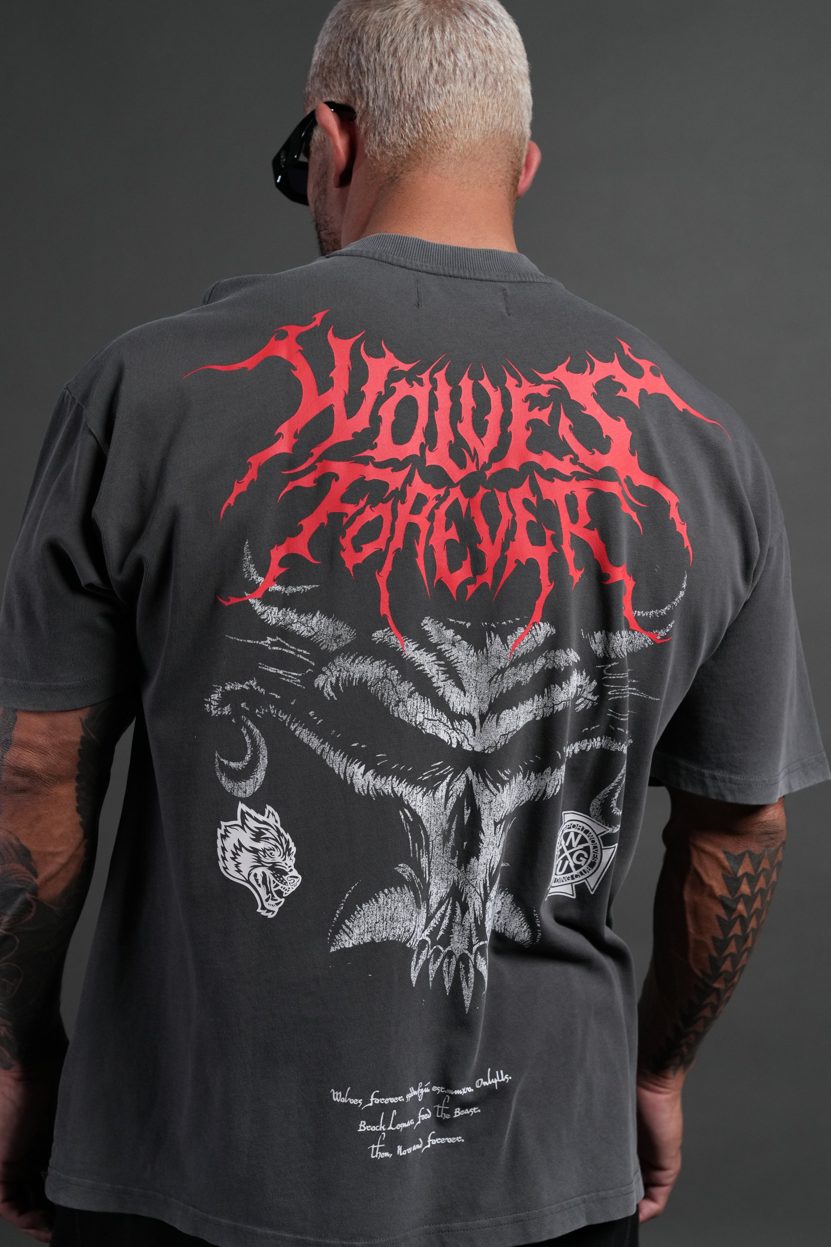 Feed the Beast Premium Oversized Tee in Wolf Gray — imagem 6
