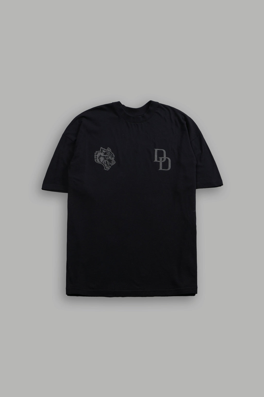Devil In The Flames Side-By-Side Series Premium Oversized Tee in Black