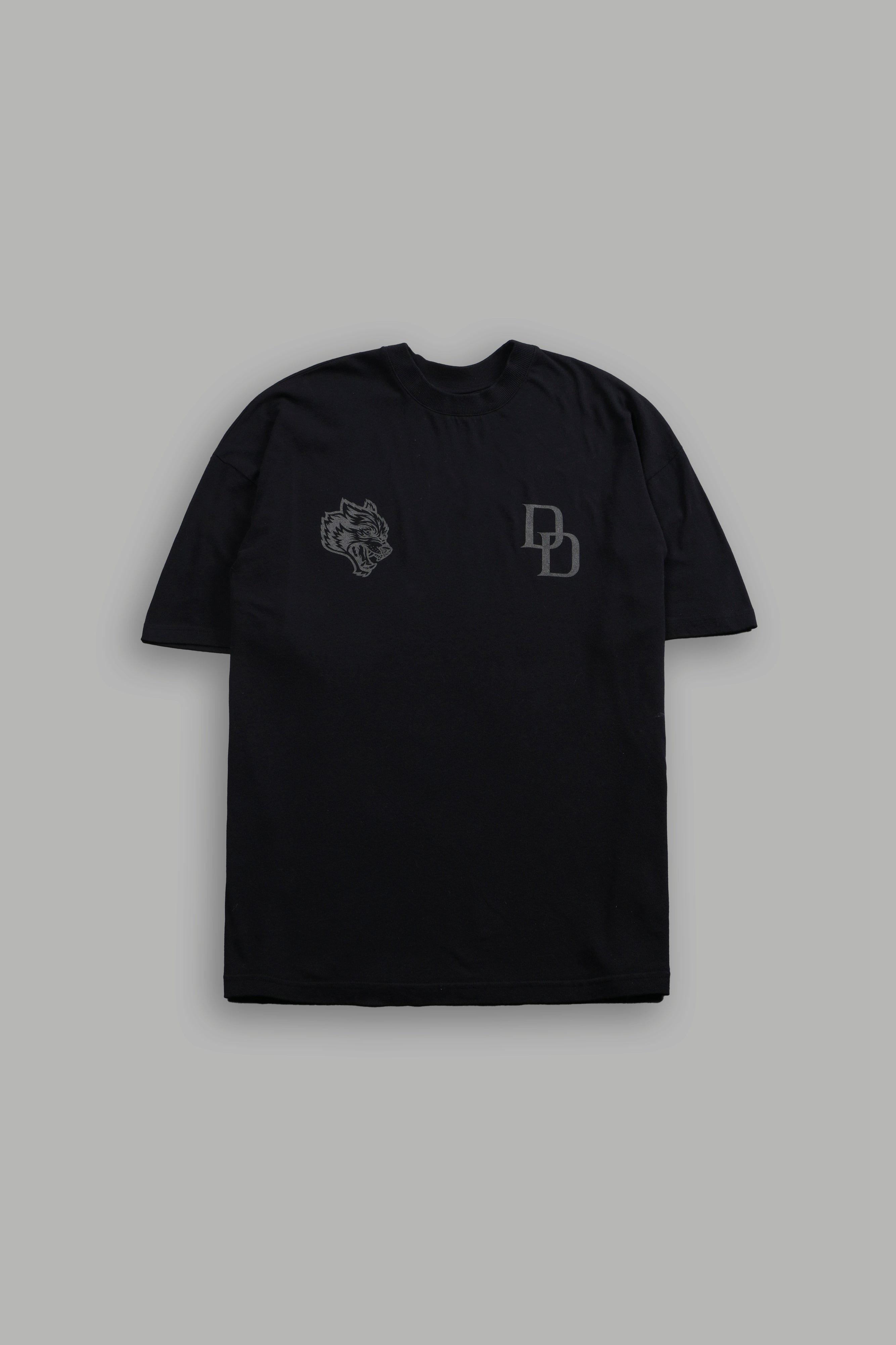 Devil In The Flames Side-By-Side Series Premium Oversized Tee in Black