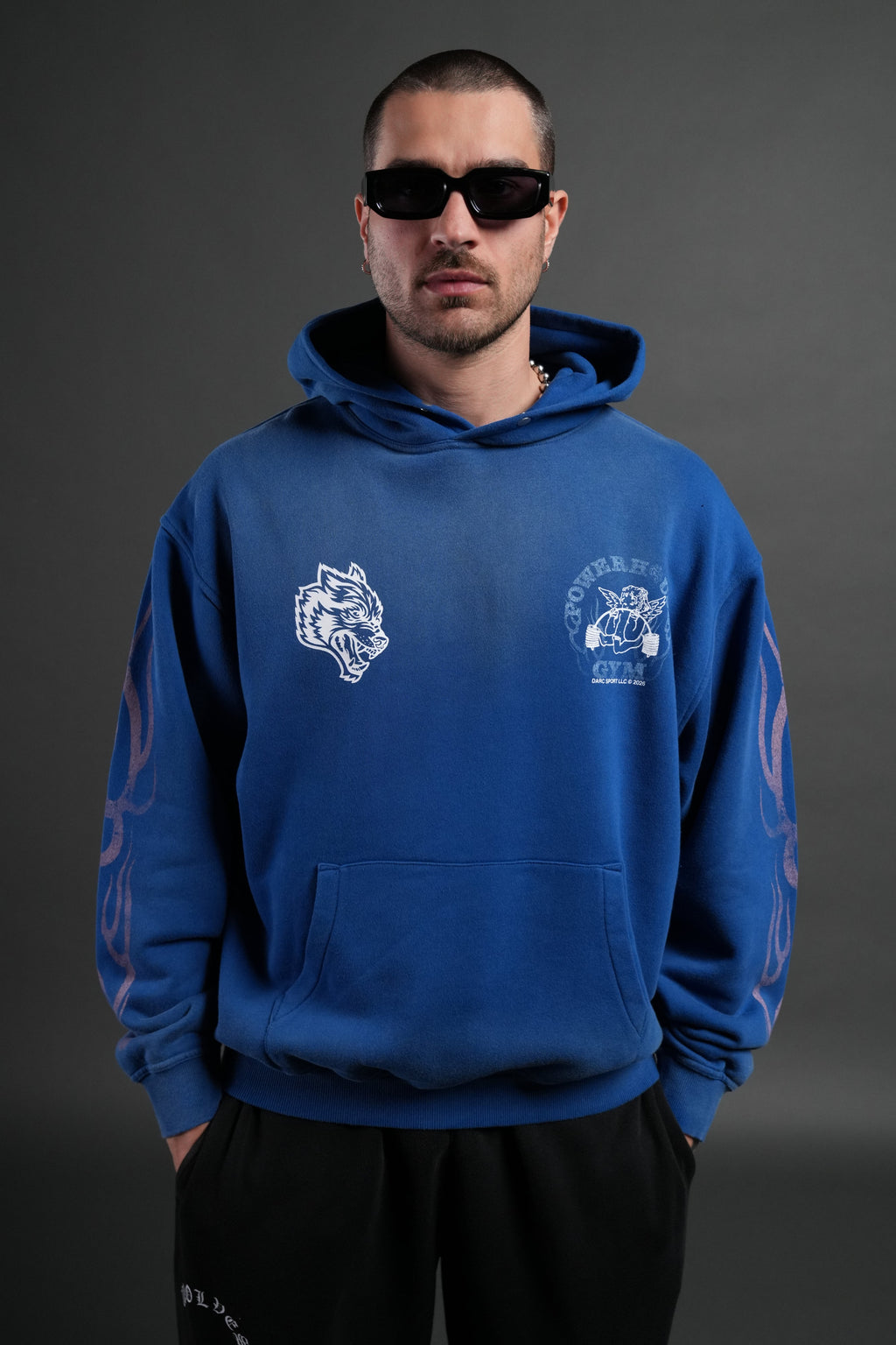 Powerhouse of the Cherub Unisex "Pierce" Hoodie in Darc Cobalt Drift Wash — imagem 7