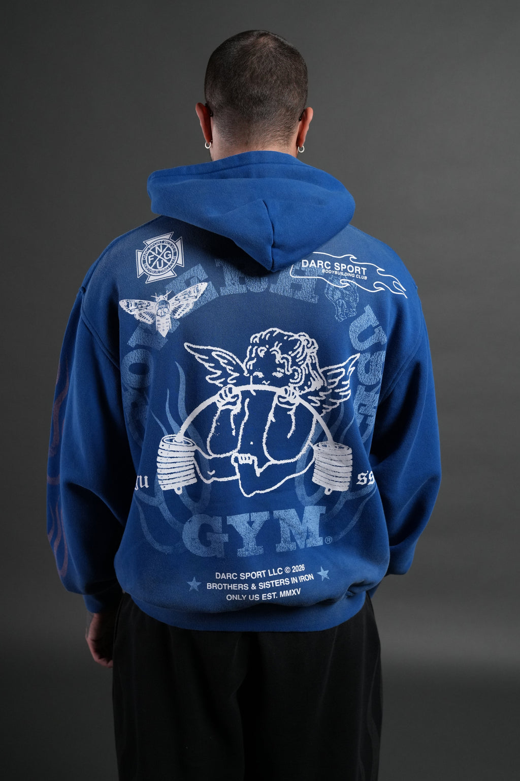 Powerhouse of the Cherub Unisex "Pierce" Hoodie in Darc Cobalt Drift Wash — imagem 8