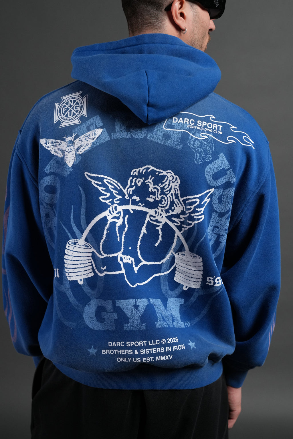 Powerhouse of the Cherub Unisex "Pierce" Hoodie in Darc Cobalt Drift Wash — imagem 9