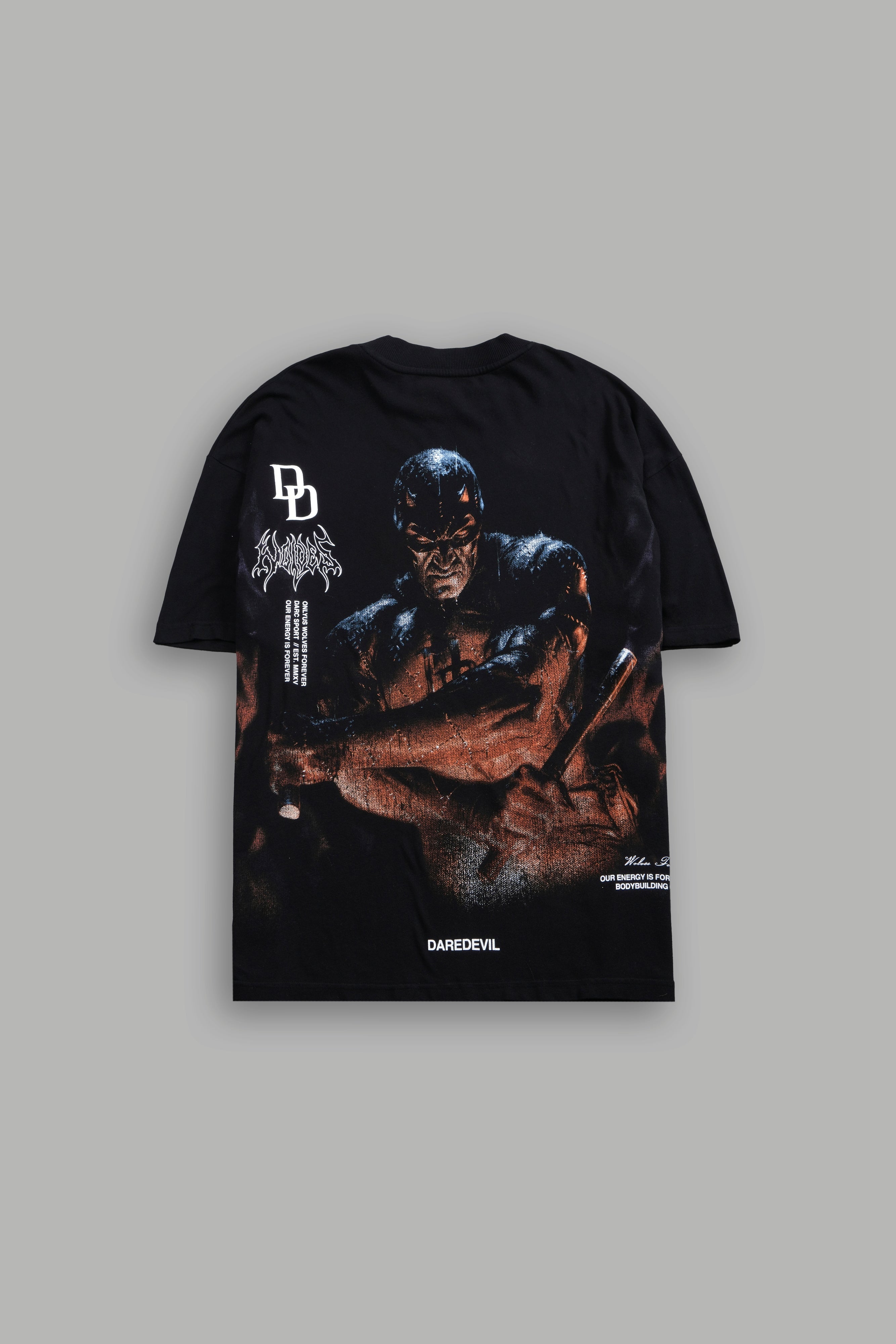 Devil In The Flames Side-By-Side Series Premium Oversized Tee in Black
