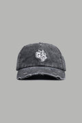 Wolf Head Distressed Dad Hat In Black - imagem 1