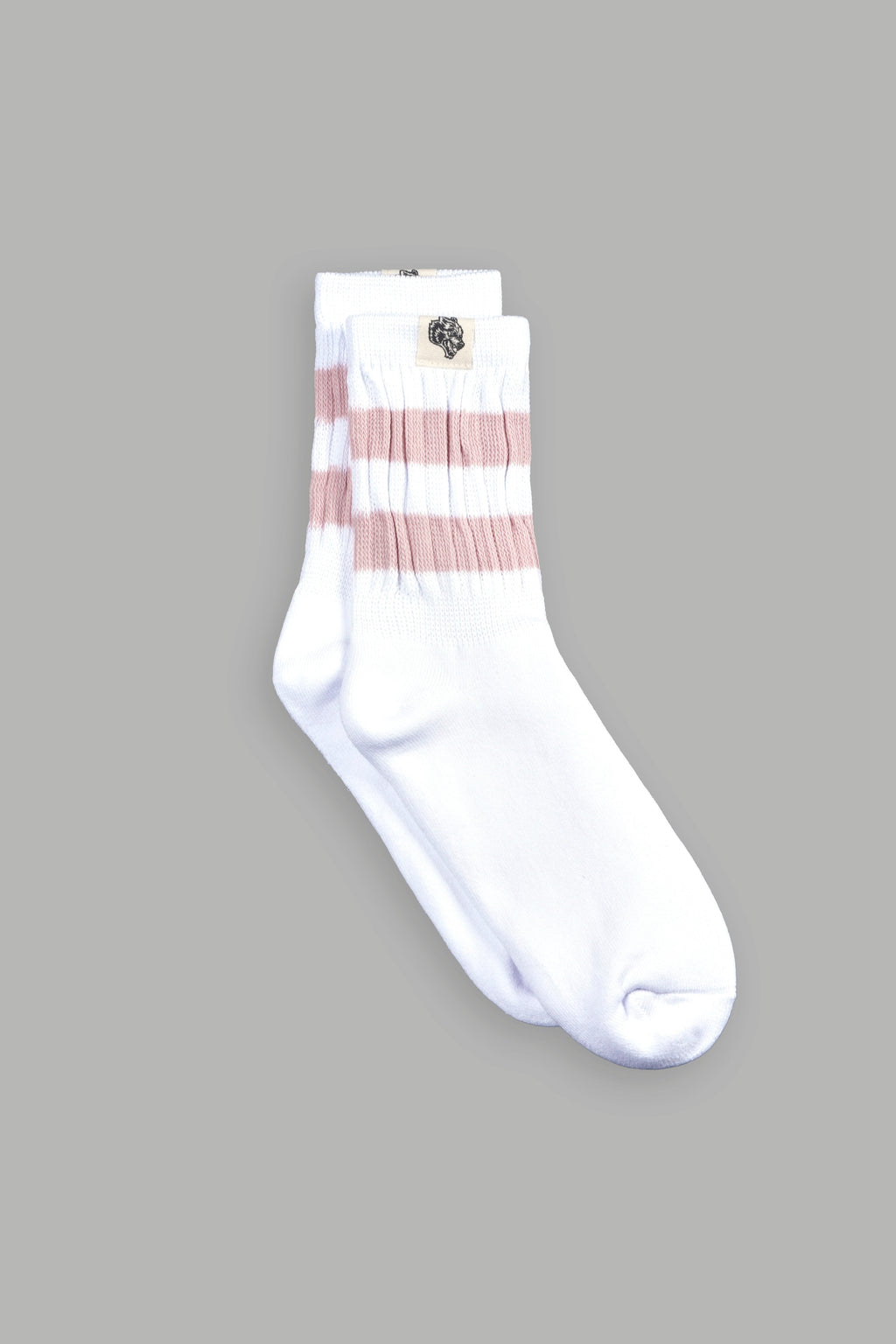 Wolf Patch V2 2 Stripe Comfy Socks in White/Cherry Blossom — imagem 1