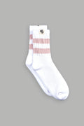 Wolf Patch V2 2 Stripe Comfy Socks in White/Cherry Blossom — imagem 1