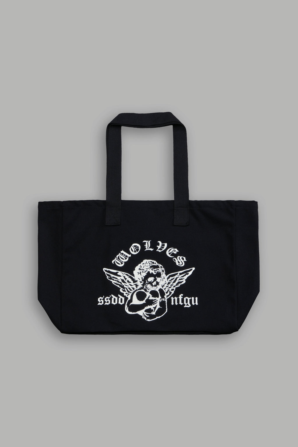 Shielded Heart Canvas Tote Bag in Black — imagem 1