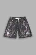 Midnight Bloom Raw Hem Oversized Post Lounge Sweat Shorts In All Of Us Camo - imagem 1