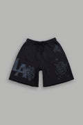 Homage To La Raw Hem Oversized Post Lounge Sweat Shorts in Black — imagem 1