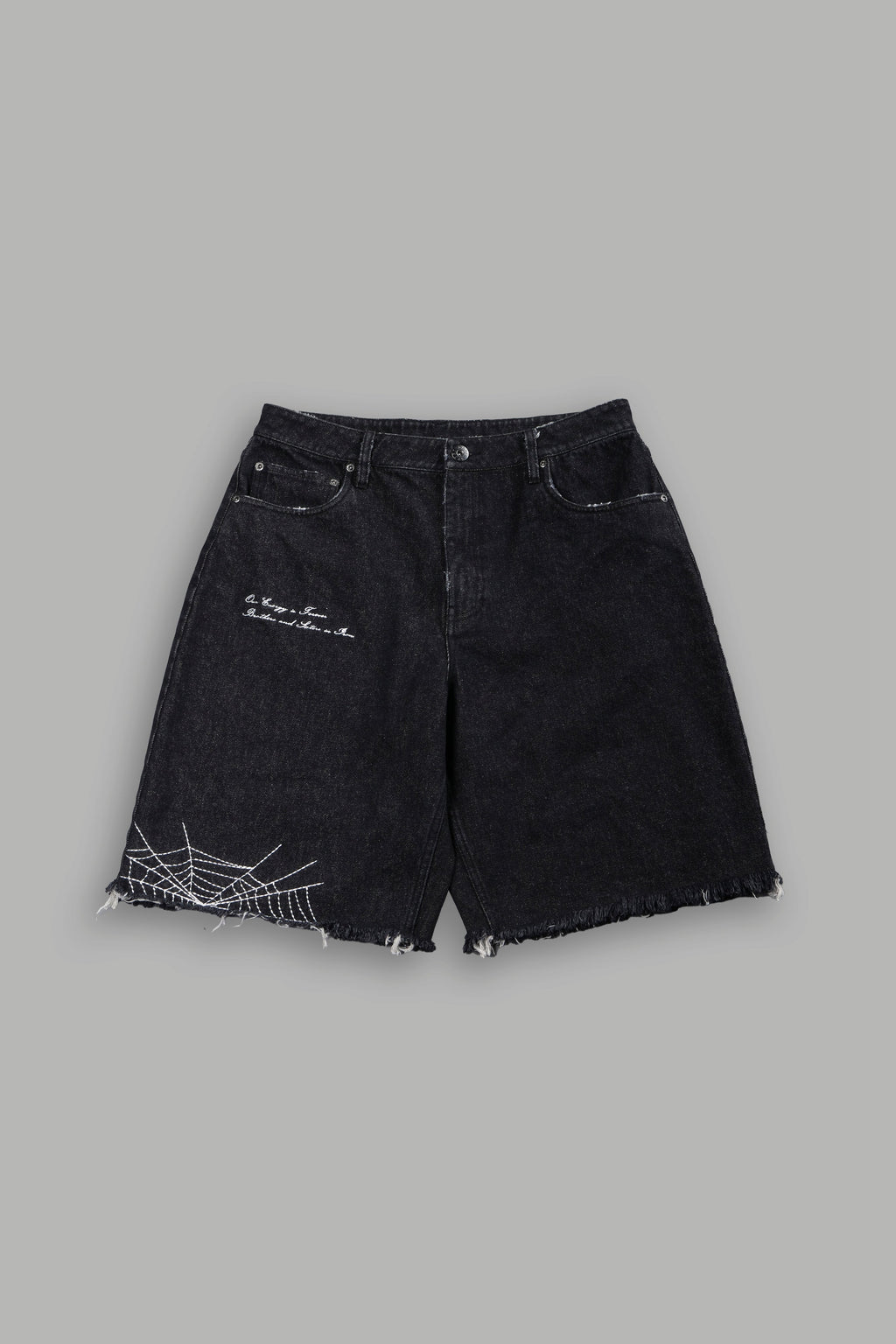 Sashiko Webs Ash Denim Jean Short in Black
