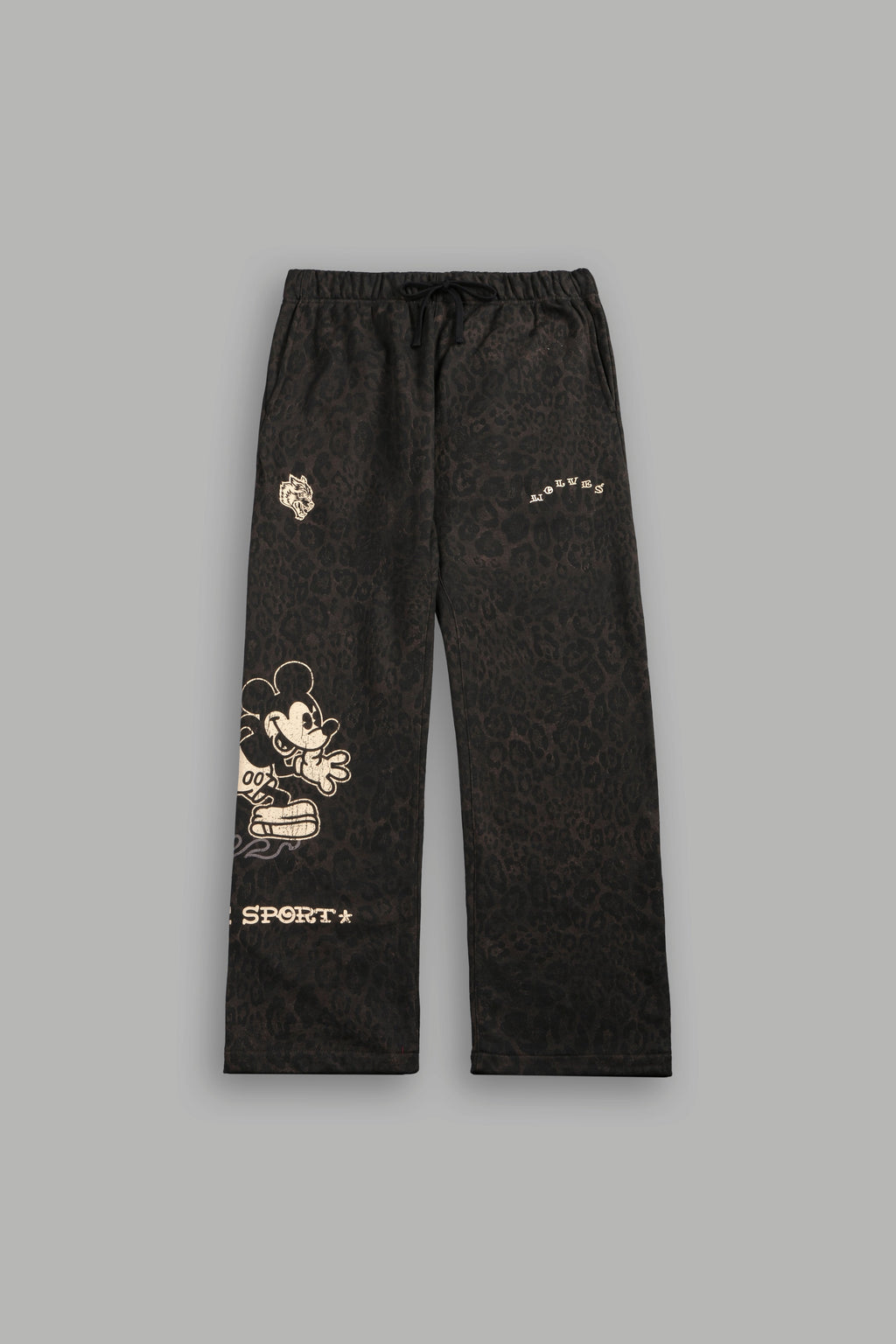Mickey Mouse Pyramid Bigelow Sweat Pants in Darc Brown Leopard