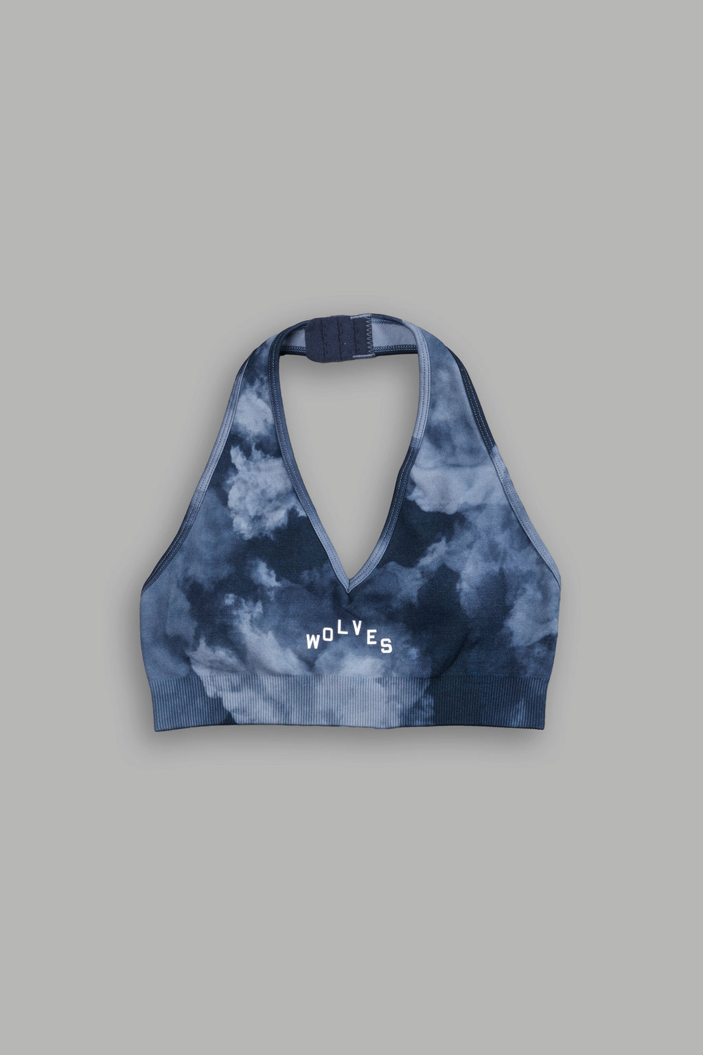 Wolves Pyramid "Everson Seamless" Halter Bra in Darc Blue Big Ghost Clouds — imagem 3