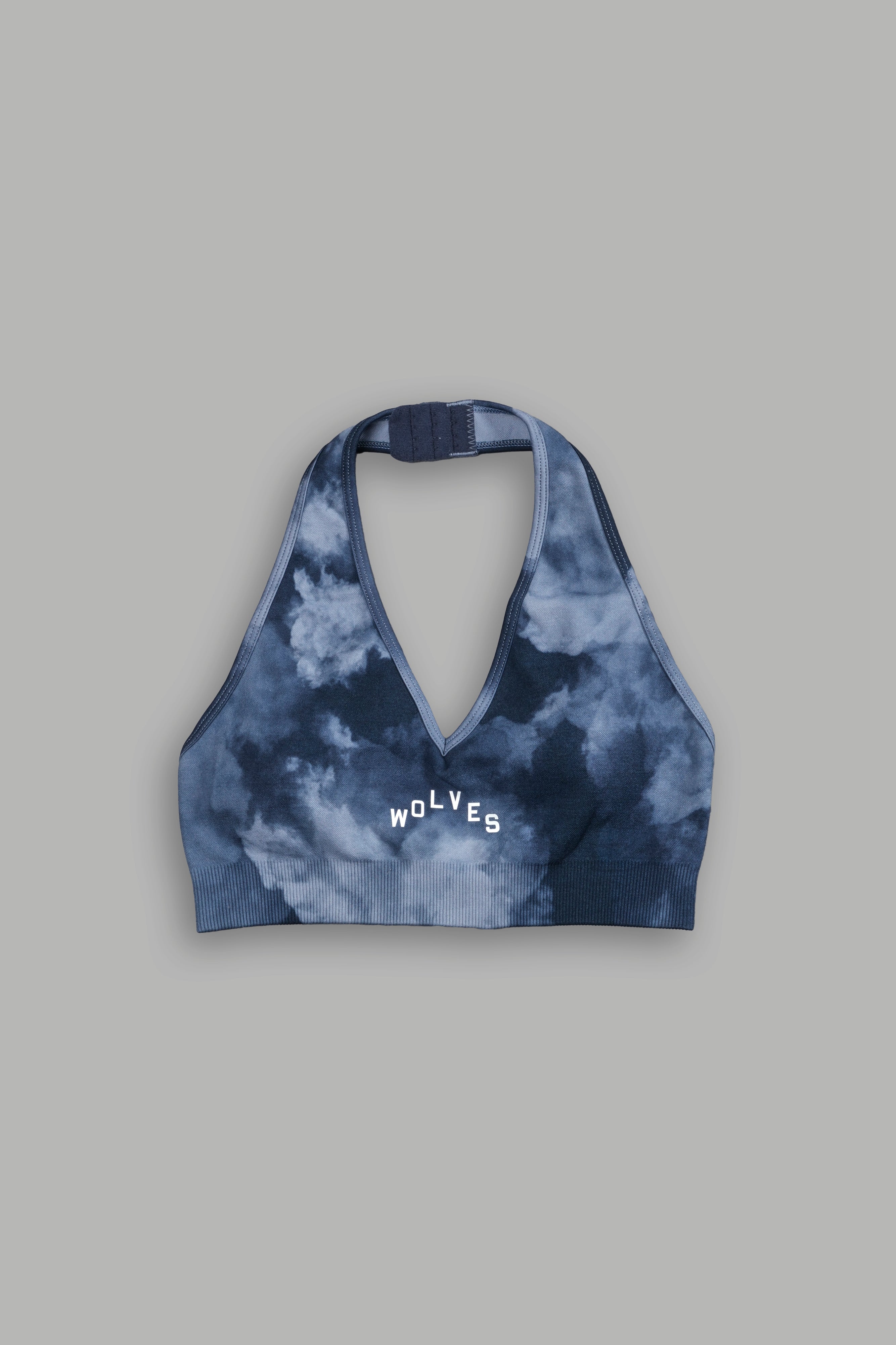 Wolves Pyramid "Everson Seamless" Halter Bra in Darc Blue Big Ghost Clouds — imagem 3