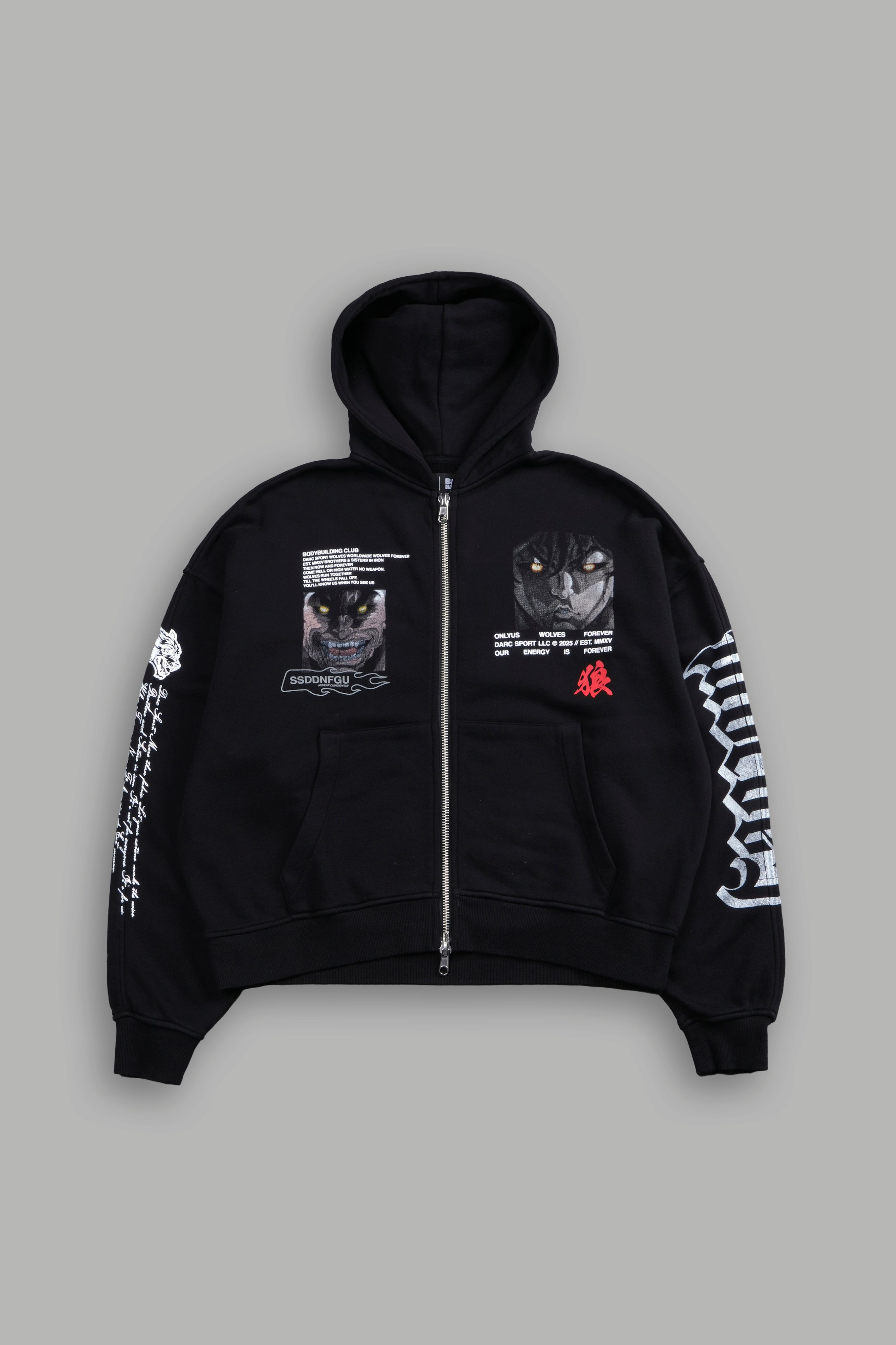 Hanma Legacy Darco Double Zip Hoodie in Black — imagem 1