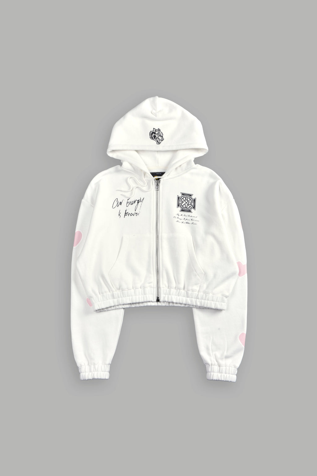 Her Energy "Chambers" (Cropped) Zip Hoodie in Cream — imagem 3