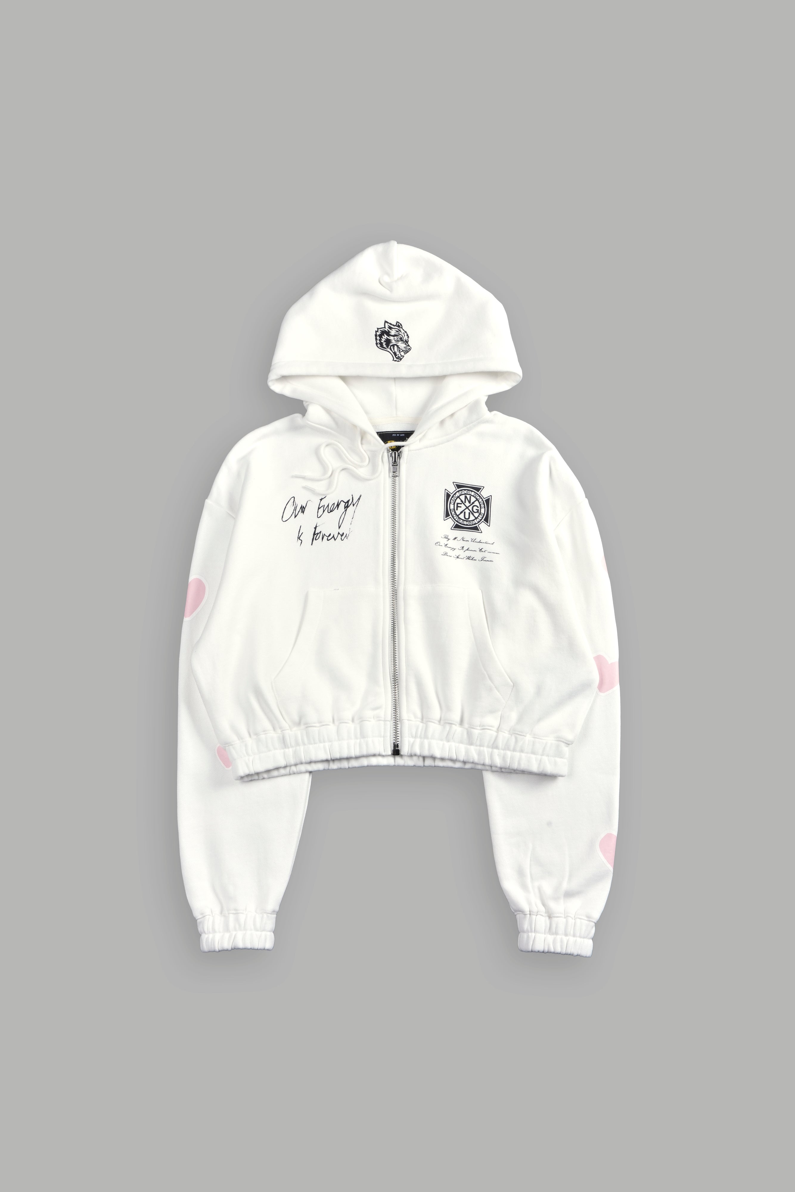 Her Energy "Chambers" (Cropped) Zip Hoodie in Cream — imagem 3
