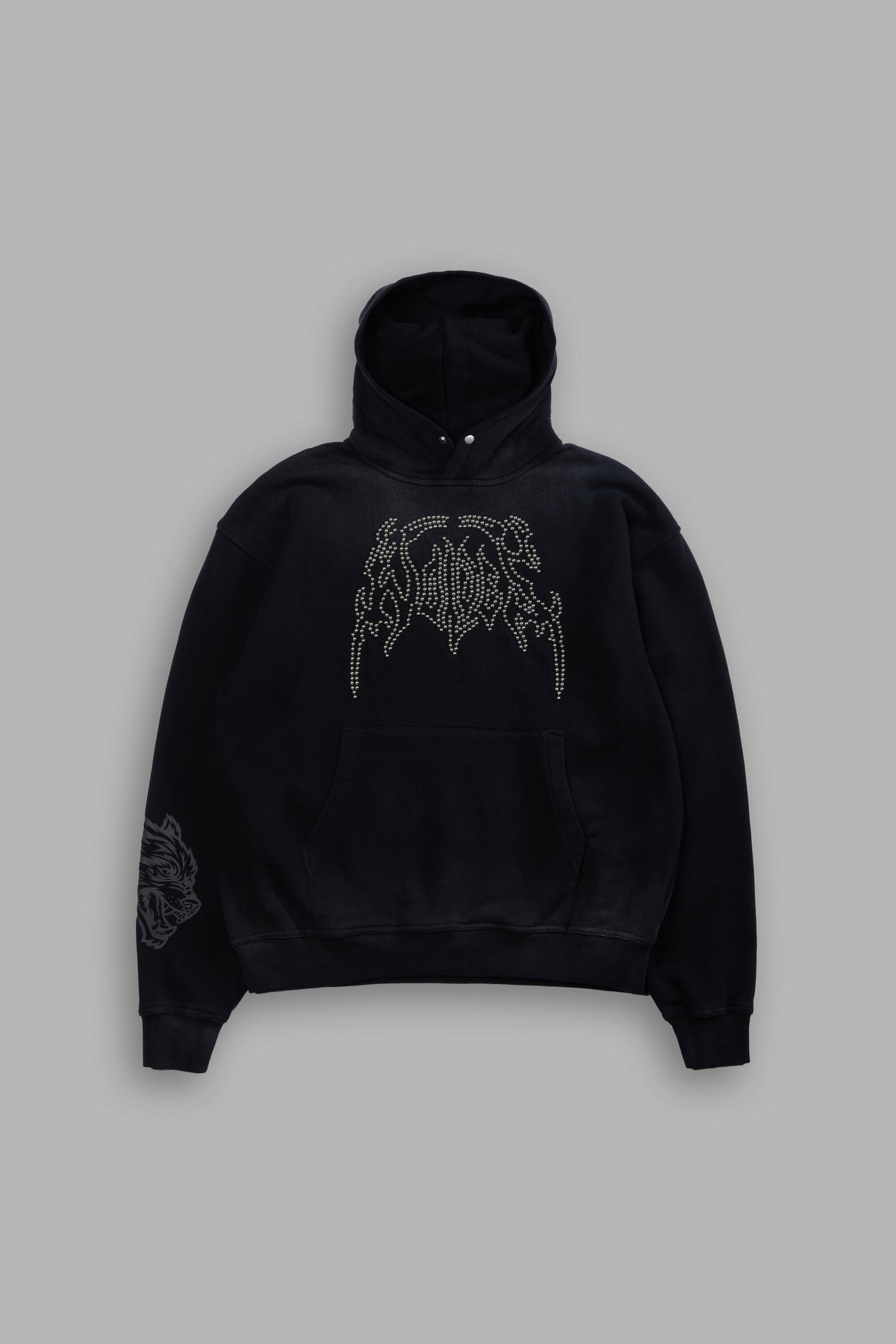 Studded Respect Unisex "Pierce" Hoodie in Black Drift Wash - imagem 1