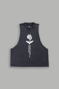 Big Wolf Head Grunge Raw Hem Box Cut Tommy Muscle Tee In Black - imagem 1