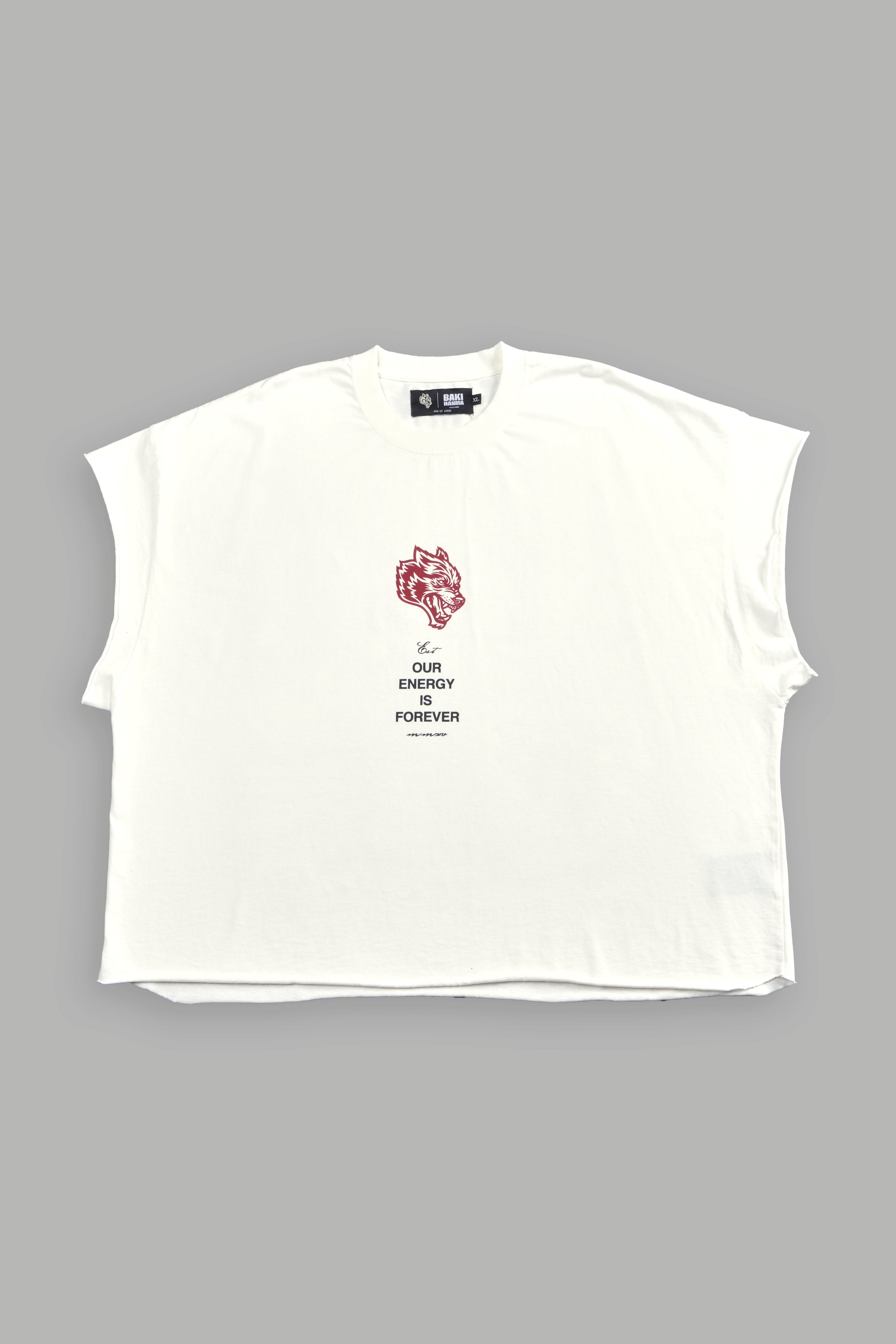 Hanma Legacy Grunge Cut-Off Tee in Cream — imagem 3