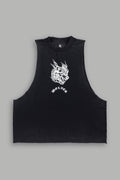 Okami Inferno Grunge Raw Hem Box Cut Tommy Muscle Tee in Black — imagem 1