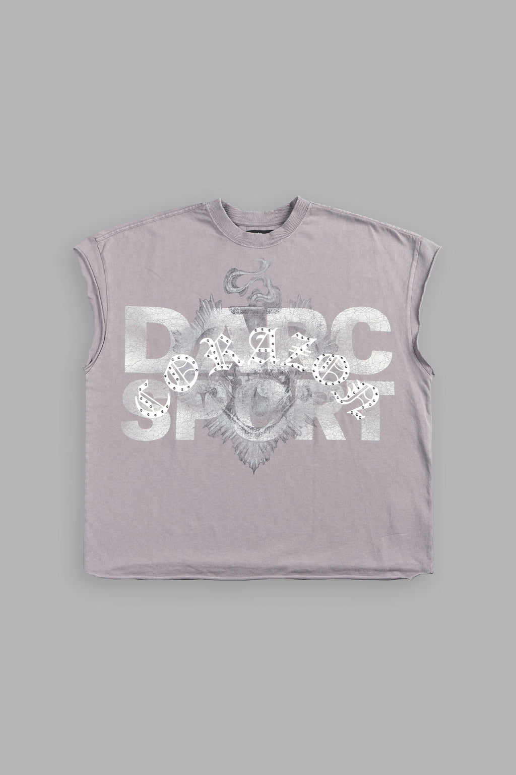 Ds Corazon Grunge Cut-Off Tee In Pale Gray