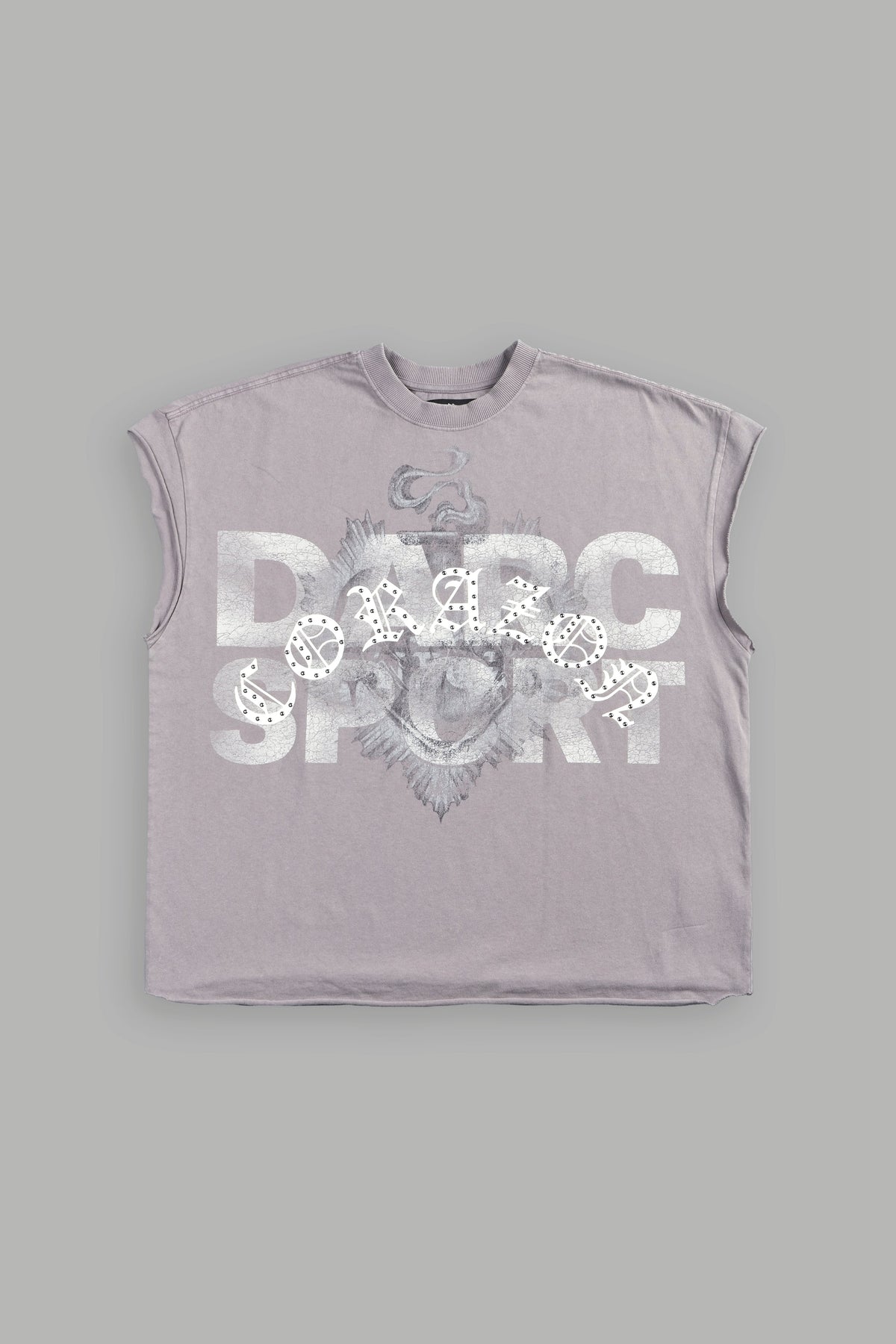 Ds Corazon Grunge Cut-Off Tee In Pale Gray