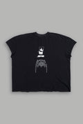 Mickey Mouse Onlyus Distressed Grunge Mid Length Raw Hem Cap Sleeve Tee in Black
