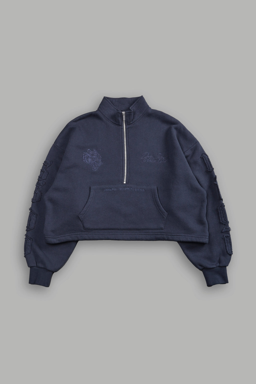 Our Mantra Appliqué Oversized "Everson" Mockneck in Midnight Blue - imagem 2